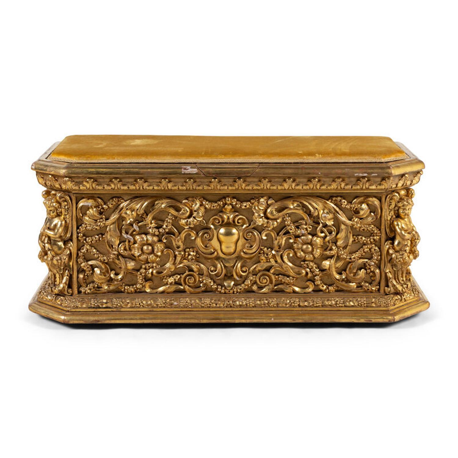 An Italian Baroque Style Carved Giltwood Chest