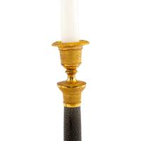 A Pair of Continental Gilt and Patinated Bronze Candlesticks