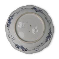 A Large Japanese Blue and White Molded Porcelain Deep Dish, Late 18th/19th Century