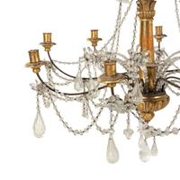 A Pair of Italian Giltwood and Cut-Glass Six-Light Chandeliers