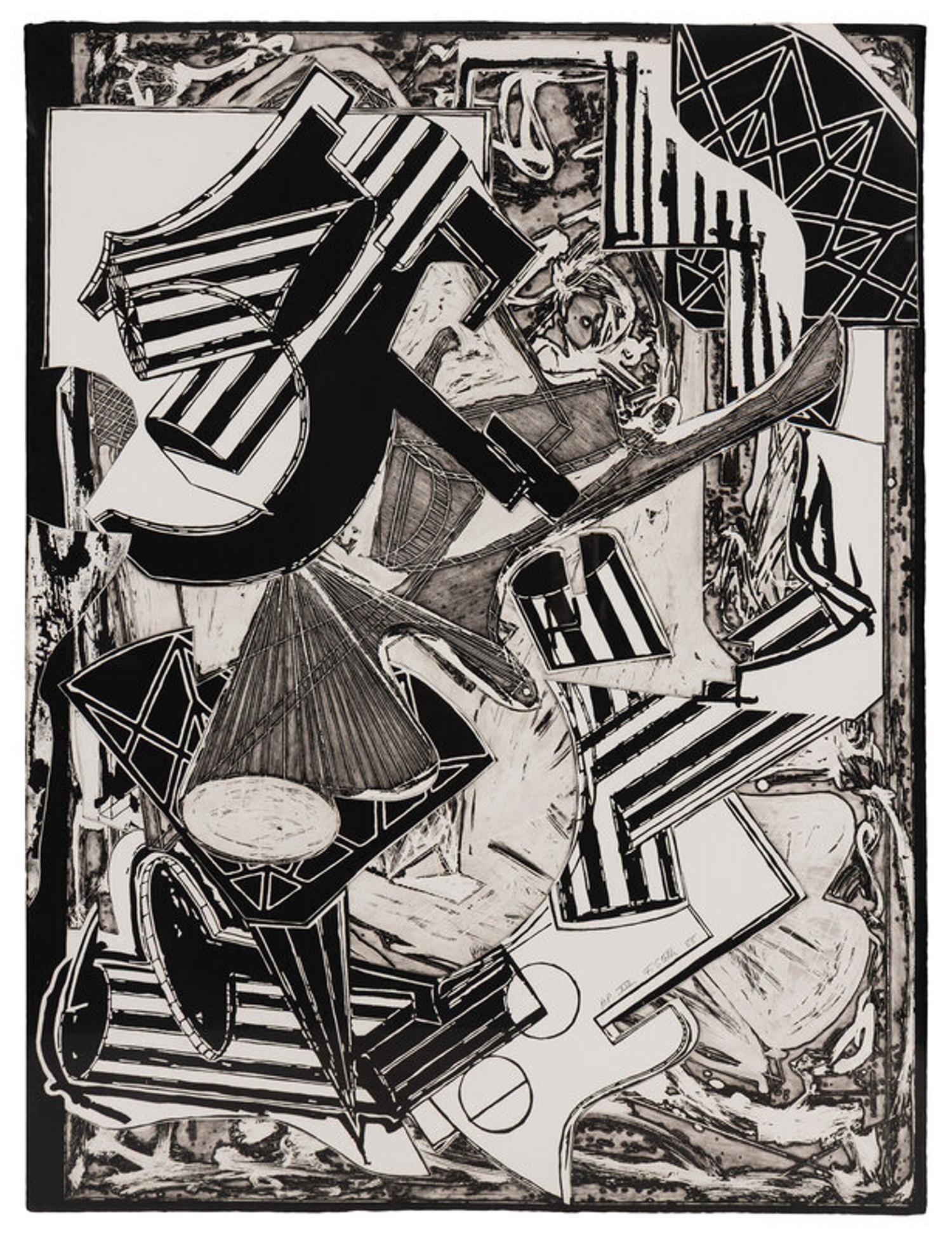Frank Stella (American, 1936–2024) — La penna di hu (black and white) , 1988