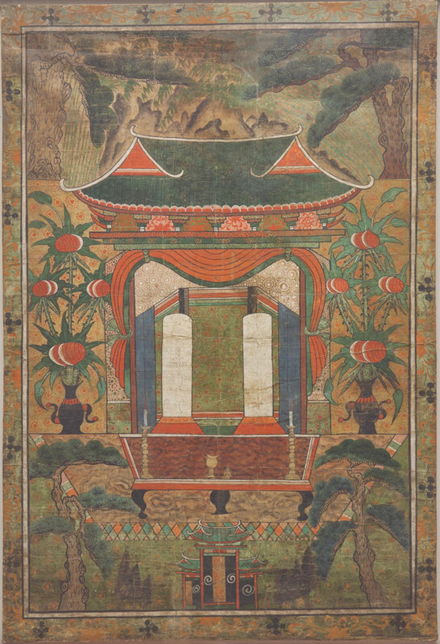 A Korean K am Mo Yo Je Do (Spirit House Shrine) Painting, Late Joseon Period, 19th Century 十九世紀 朝鮮《感慕如在圖》