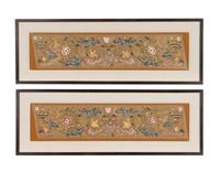 A Pair of Italian Silk Petit Point and Embroidery Panels
