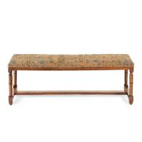 An English Provincial Fruitwood Needlework-Upholstered Bench