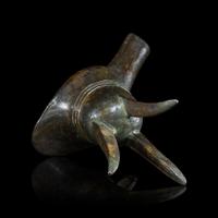 A Chinese Archaistic Bronze Wine Cup, Jue, Ming-Qing Dynasty 明-清 青銅爵