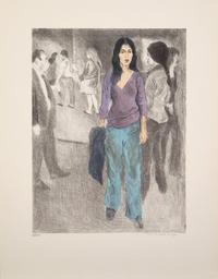Raphael Soyer (American, 1899-1987) — Woman with Black Hair, 1979 and Passing By (Street Scene #3) , ca. 1975 (2 works)