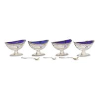 A Set of Four George III Pierced Silver Salt Cellars