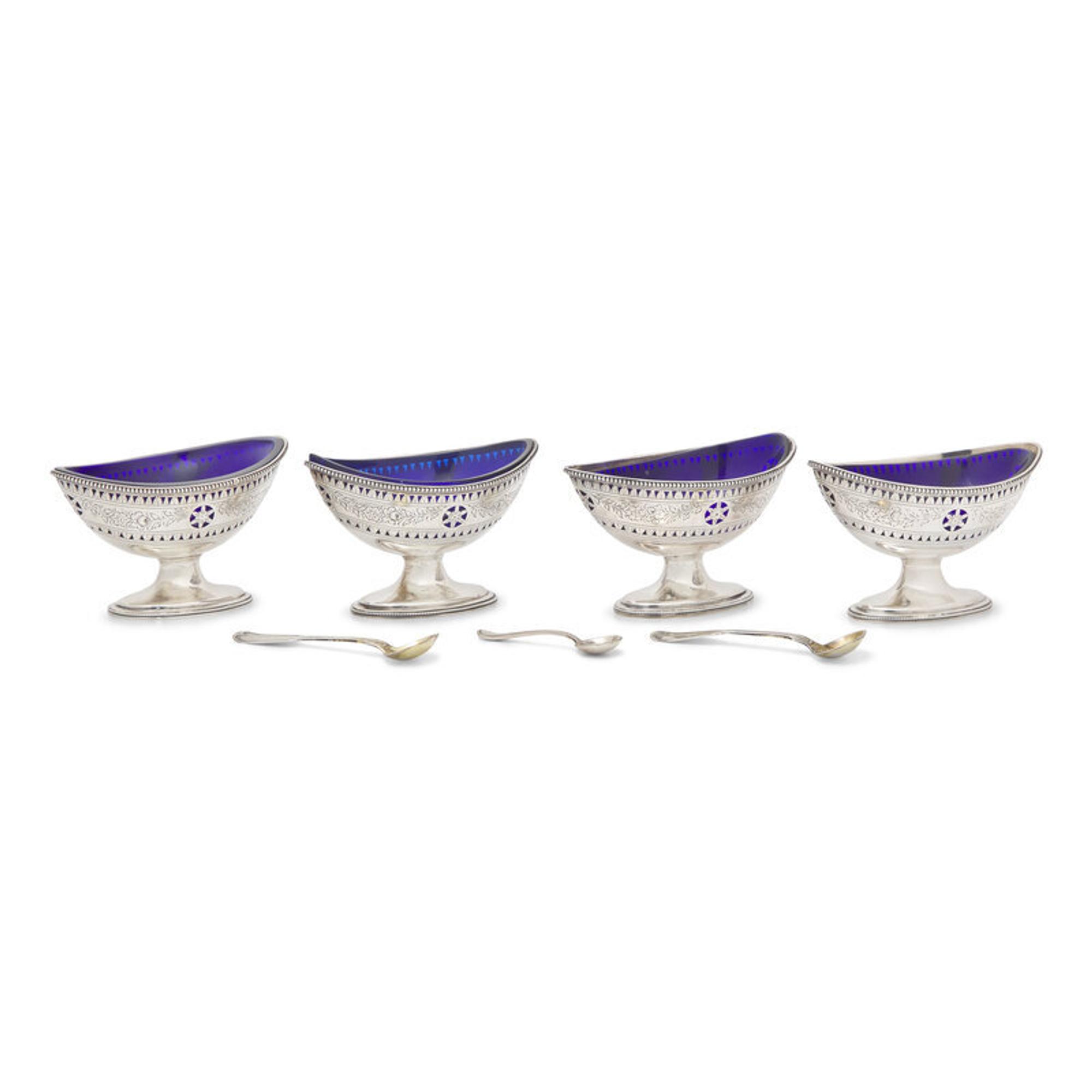 A Set of Four George III Pierced Silver Salt Cellars