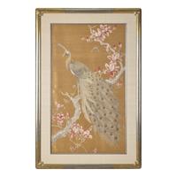 A Set of Four Finely Worked Japanese 'Birds and Flowers' Needlework Panels, Meiji Period 日本明治時期 織綉花鳥圖四幅