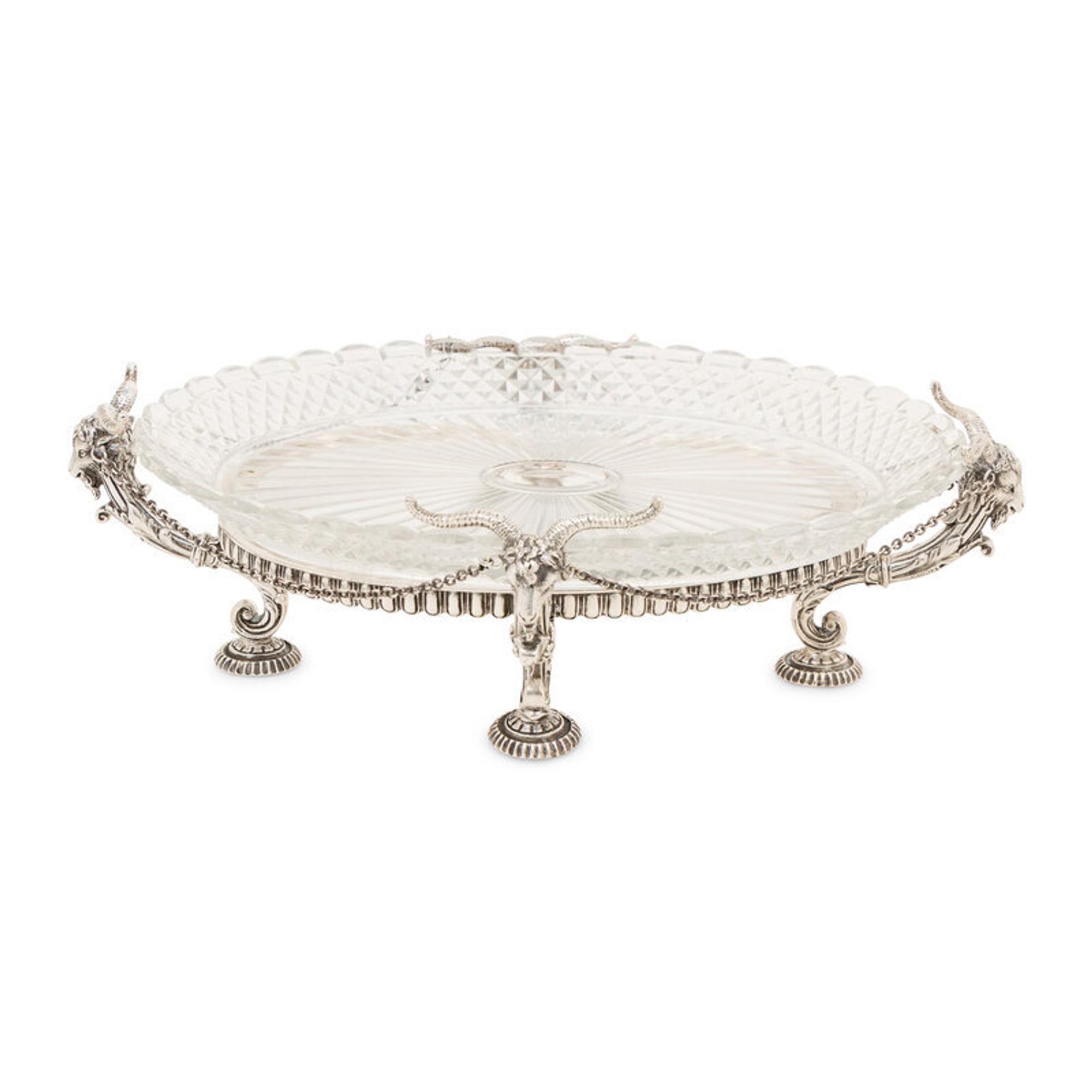 A Baccarat Silvered Bronze Mounted Molded Glass Centerpiece Bowl