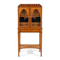 A German or Dutch Bird's Eye Maple and Rosewood Collector's Cabinet on Stand