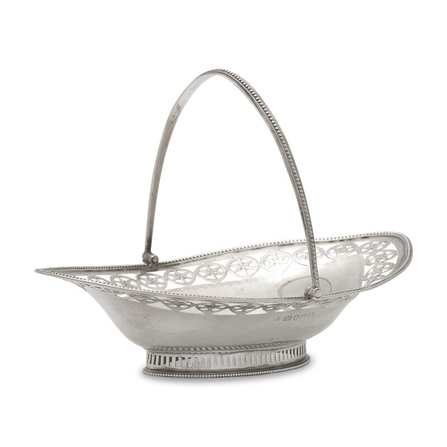 A George III Pierced Silver Lozenge-Form Sugar Basket