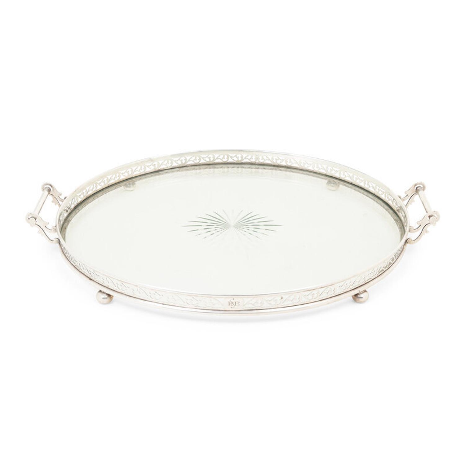 An American Silver Mounted Cut Glass Tray