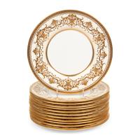 A Set of Twelve Minton Parcel-Gilt Porcelain Plates