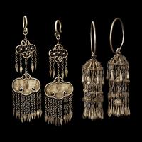 Eight Pairs of Chinese Silver Earrings, Qing Dynasty 清 銀耳環八對
