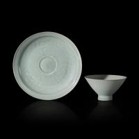 Two Chinese Qingbai Glazed Porcelain Wares, Southern Song Dynasty 南宋 青白釉杯碟兩件
