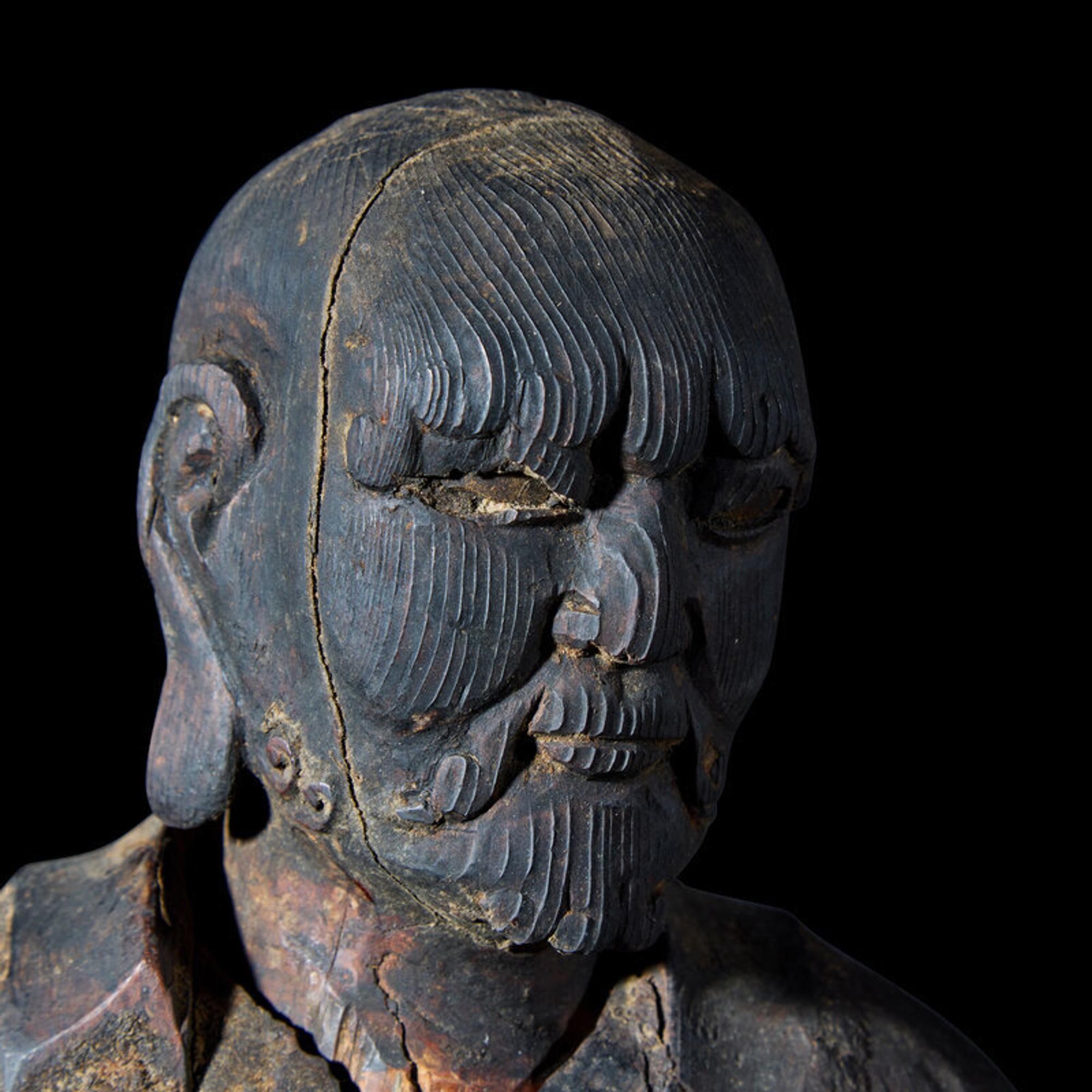 A Japanese Wood Figure of a Rakan, Edo Period