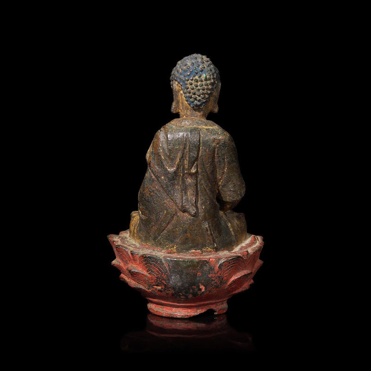 A Chinese Parcel Gilt Bronze Figure of Buddha, Liao-Early Yuan Dynasty 遼/元初 鎏金銅坐佛