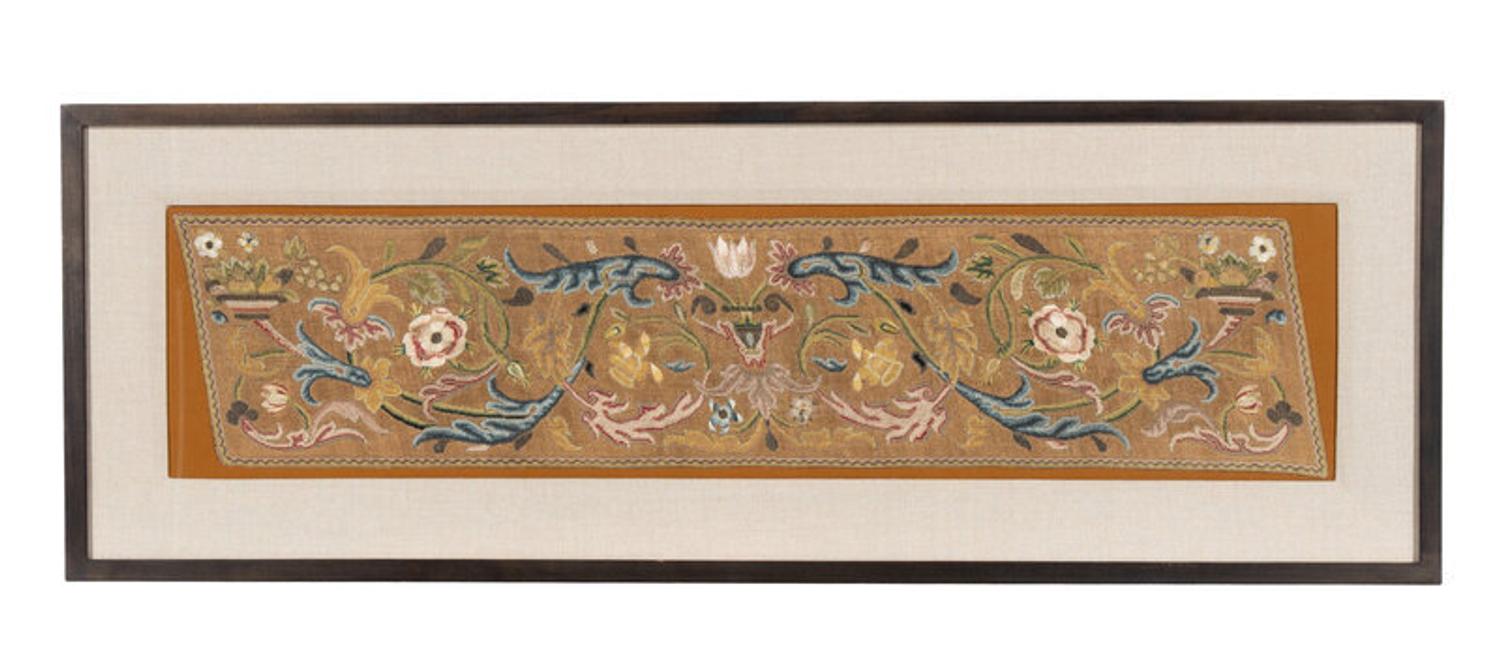 A Pair of Italian Silk Petit Point and Embroidery Panels