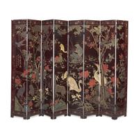 A Chinese Eight-Panel Coromandel Screen, Qing Dynasty 清乾隆乙未（1775） 款 款彩鹤鹿同春图八扇屏