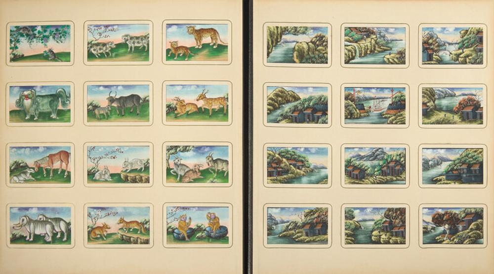 A Rare Album of 635 Chinese Export Miniature Pith Paintings, Second Half 19th Century 清晚期 外銷中國風情通草畫冊（通草畫共計635幅）