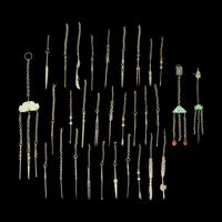 A Large Group of 31 Chinese Silver Tools, Qing Dynasty and Earlier 清及更早 銀事件兒一組