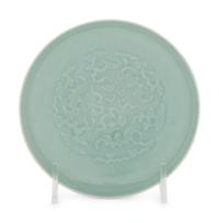 A Celadon Glazed Porcelain Ink Palette 乾隆款 粉青釉福祿萬代紋筆舔