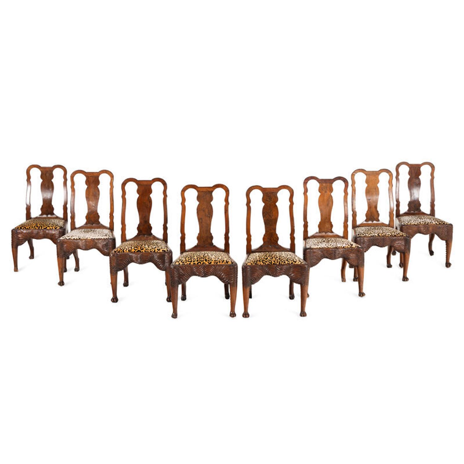 A Set of Eight Anglo-Colonial Yew Wood Dining Chairs