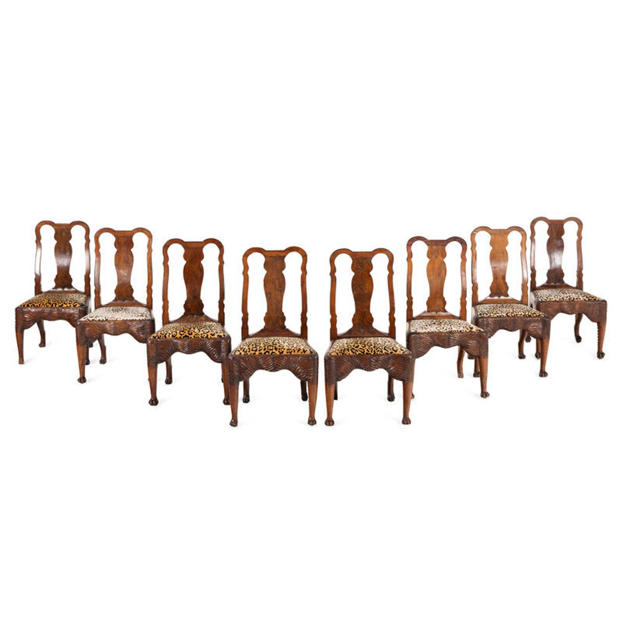 A Set of Eight Anglo-Colonial Yew Wood Dining Chairs