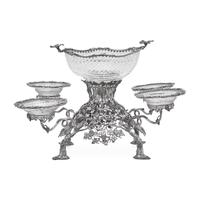 A George III Cut Glass Mounted Silver Epergne