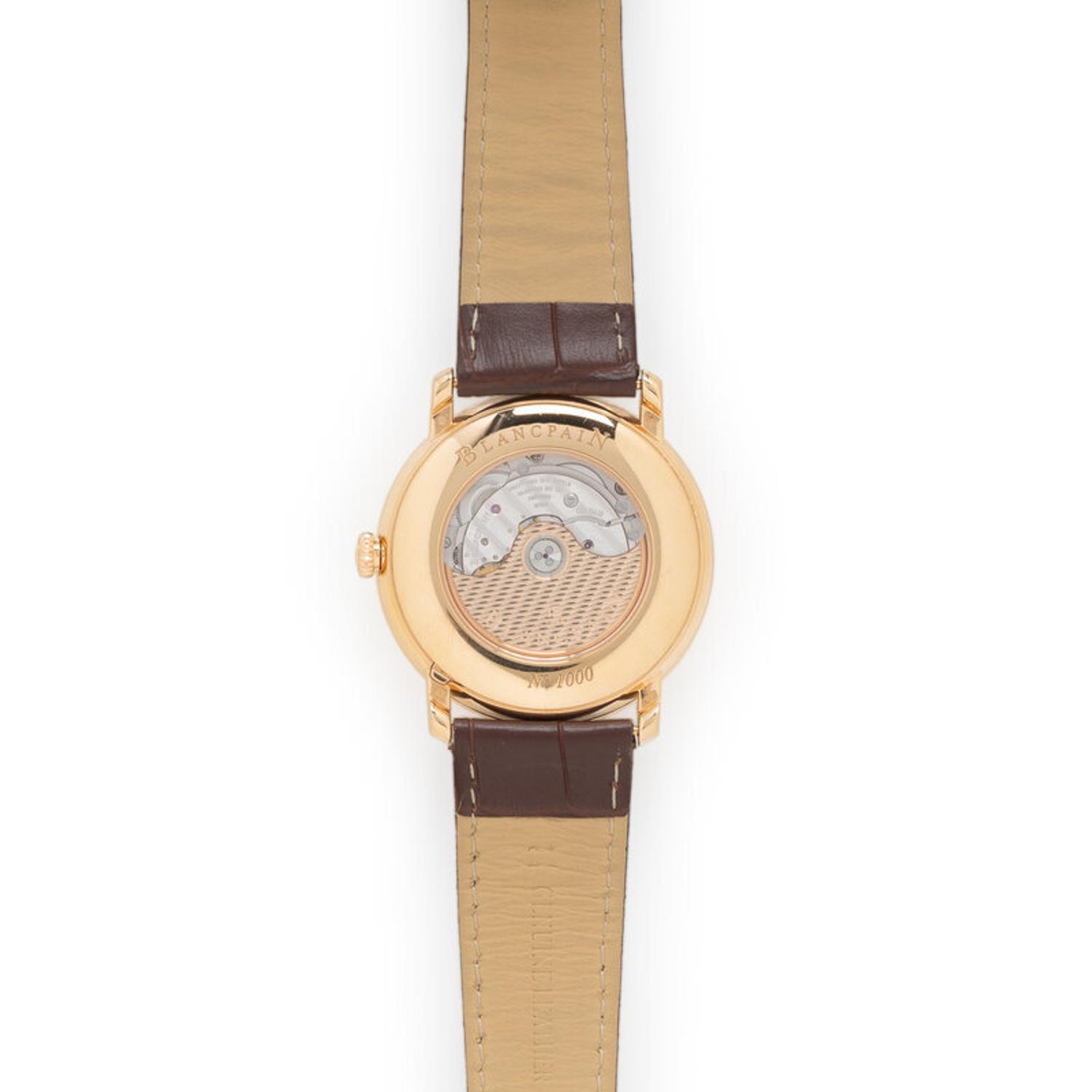 Blancpain, Ref. 6653Q 18K Rose Gold 'Villeret' Power Reserve Calendar Watch with Serpentine Date Hand