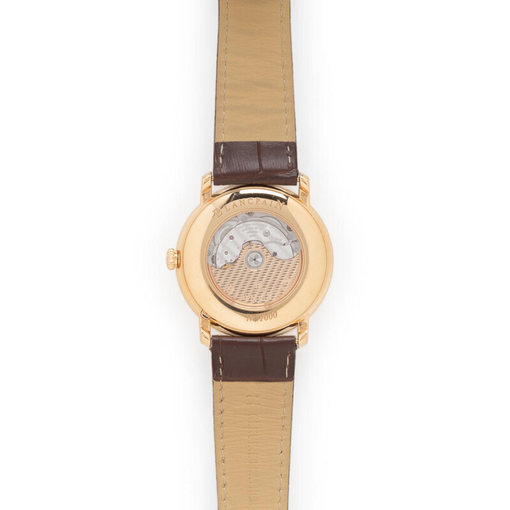Blancpain, Ref. 6653Q 18K Rose Gold 'Villeret' Power Reserve Calendar Watch with Serpentine Date Hand