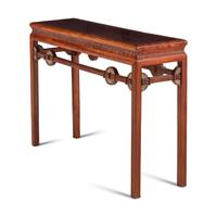 A Chinese Jade Bi Disc Inset Hardwood Altar Table, Tiao'an, 20th Century 近代 硬木嵌玉璧小條案