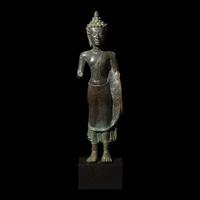 A Thai Copper Alloy Figure of Buddha, Mon-Dvaravati, 7th-8th Century 暹羅七-八世紀 青銅佛