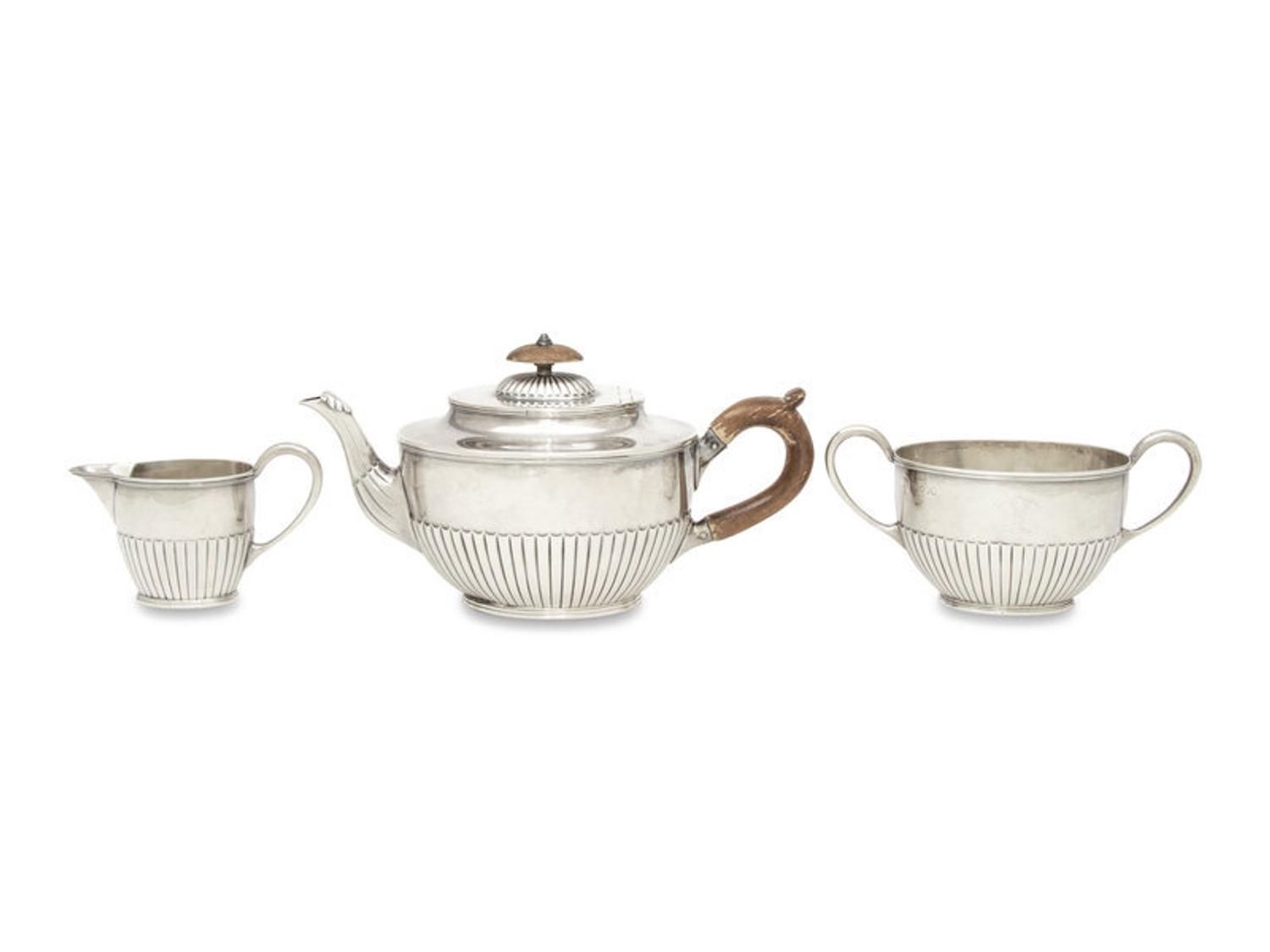 A Victorian Silver Three-Piece Tea Service