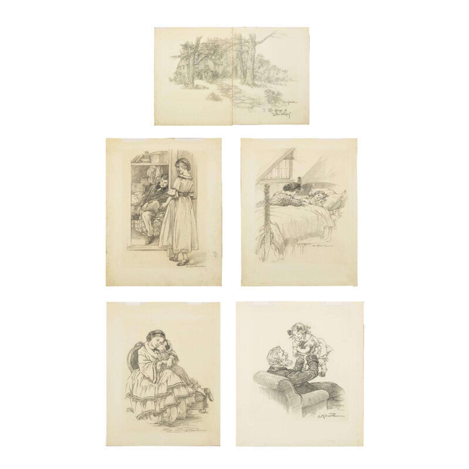 Clara Miller Burd (American, 1873-1933) — Little Women, The Home of "Little Women," 1926 ; Together with Four Other Works (Five Works Total)
