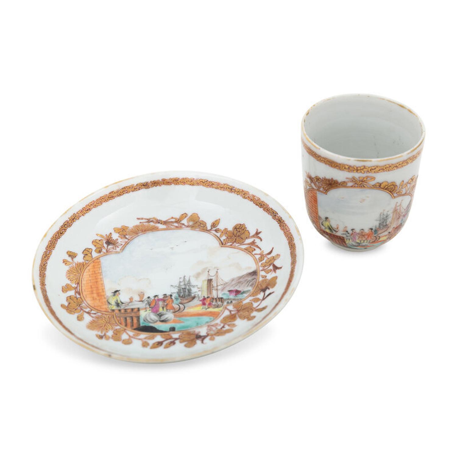 A Group of Six Chinese Export Porcelain Table Articles, Late 19th-Early 20th Century 近代 外銷徽章瓷一組劉建