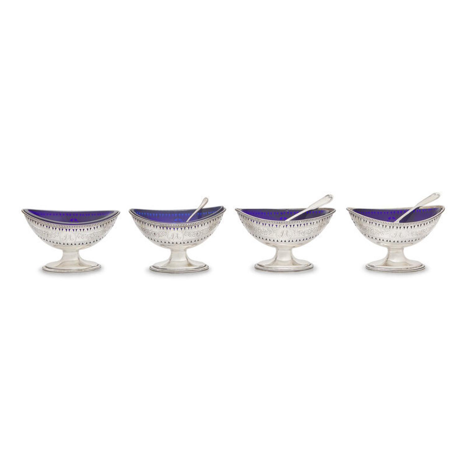 A Set of Four George III Pierced Silver Salt Cellars