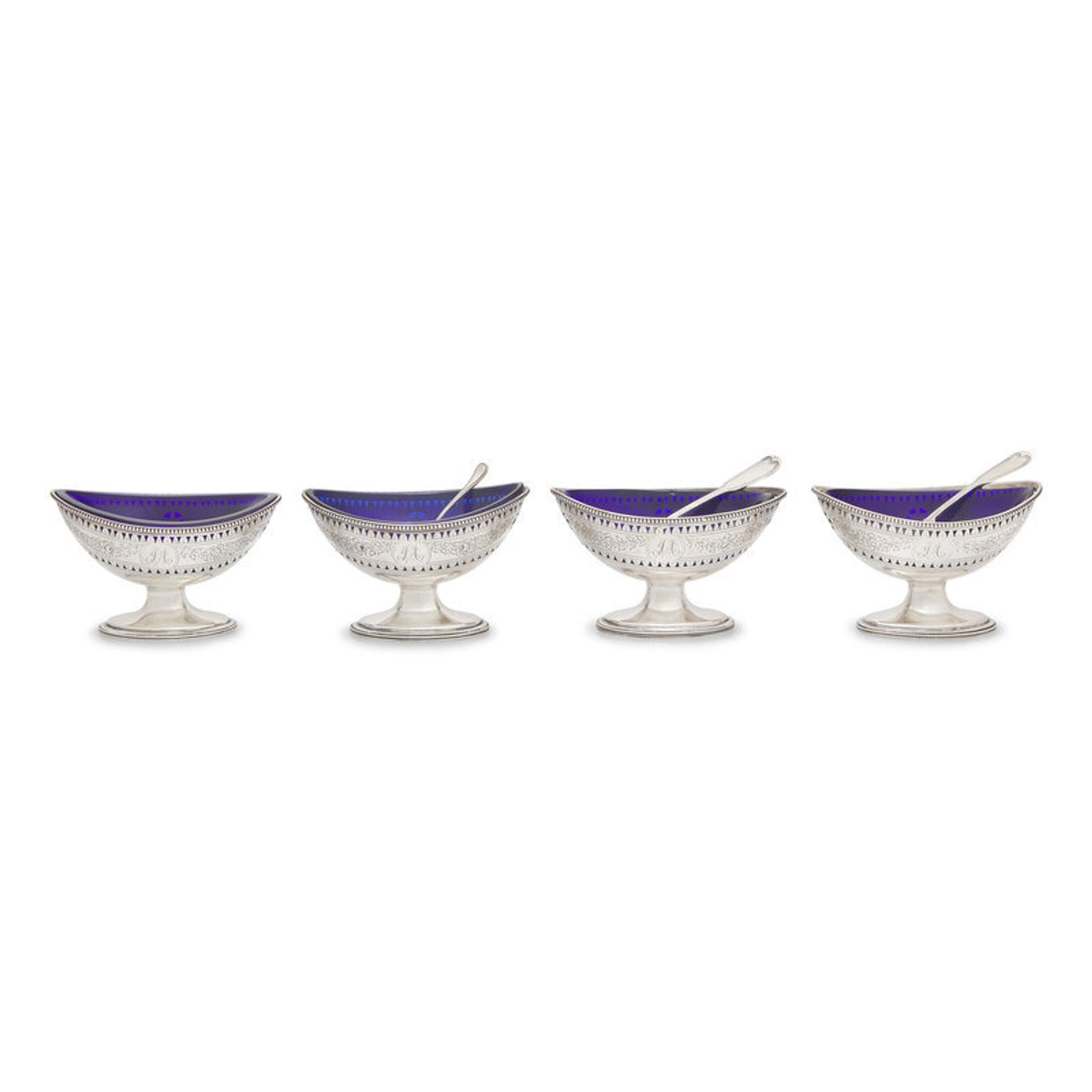 A Set of Four George III Pierced Silver Salt Cellars
