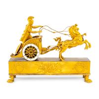 An Empire Gilt Bronze Figural Mantel Clock