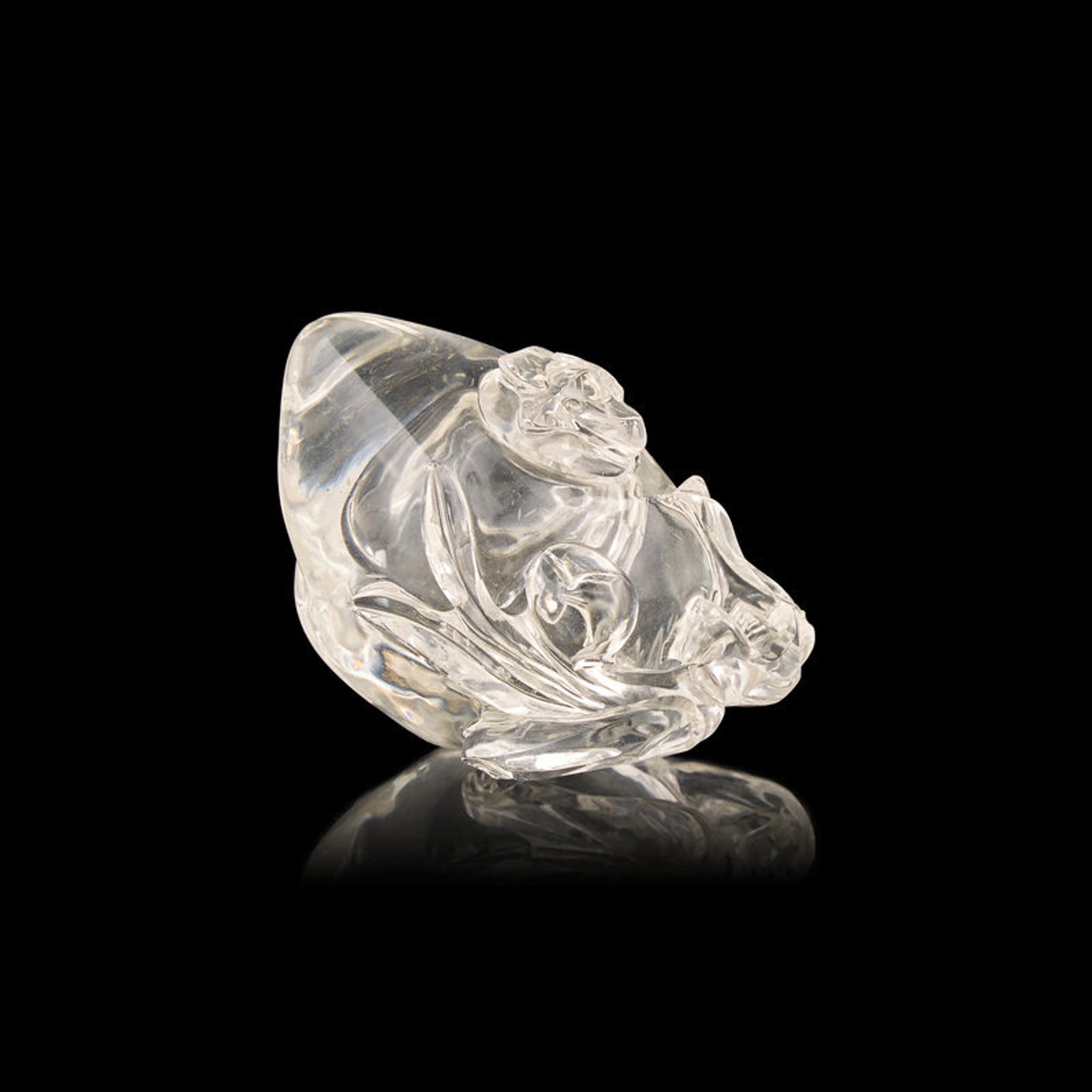 A Chinese Rock Crystal 'Peach' Coupe with 'Bat' Cover, 19th-20th Century 清晚期 水晶 桃蝠紋 洗