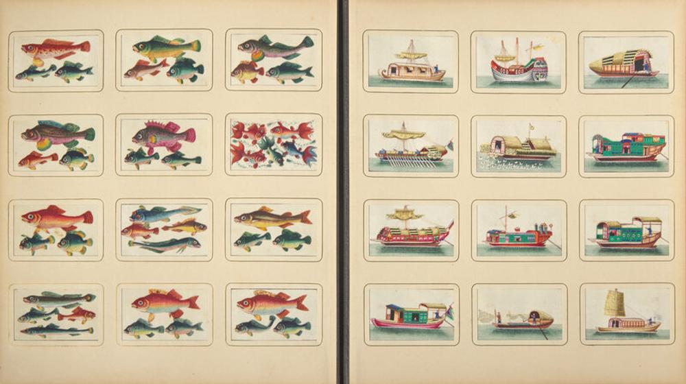 A Rare Album of 635 Chinese Export Miniature Pith Paintings, Second Half 19th Century 清晚期 外銷中國風情通草畫冊（通草畫共計635幅）