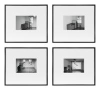 John Massey (Canadian, b. 1950) — Four works from Studio Projections, 1979 (Number 17, Car Crash; Number 22, Beauty Treatment; Number A1, Village ; and Number A3, Dust Storm); printed 2013