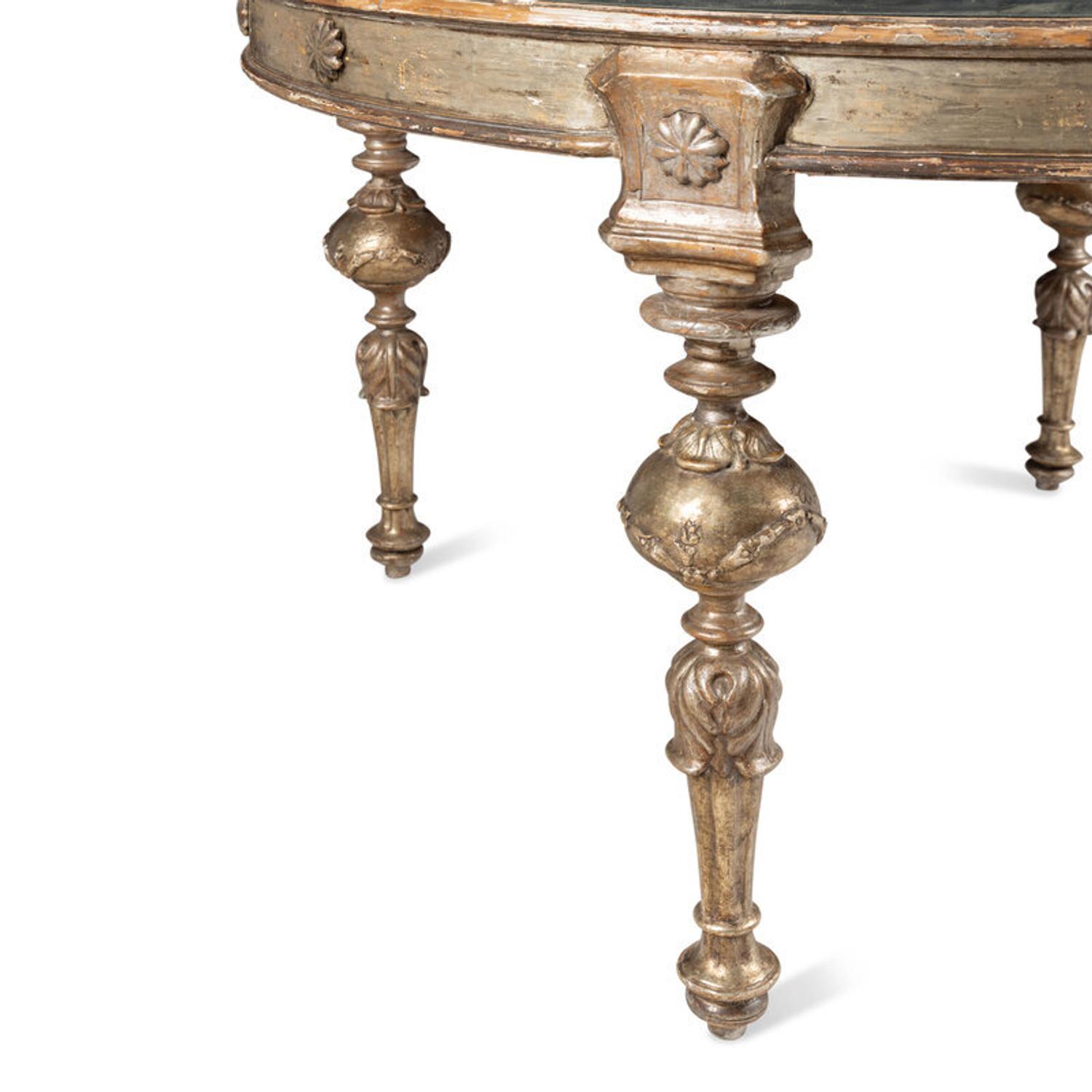 An Italian Baroque Style Silvered Wood and Engraving-Inset Center Table