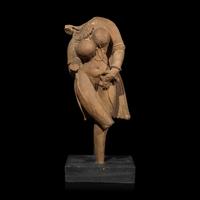 An Indian Sandstone Torso of a Goddess, 12th Century 十二世紀 印度砂岩女神像