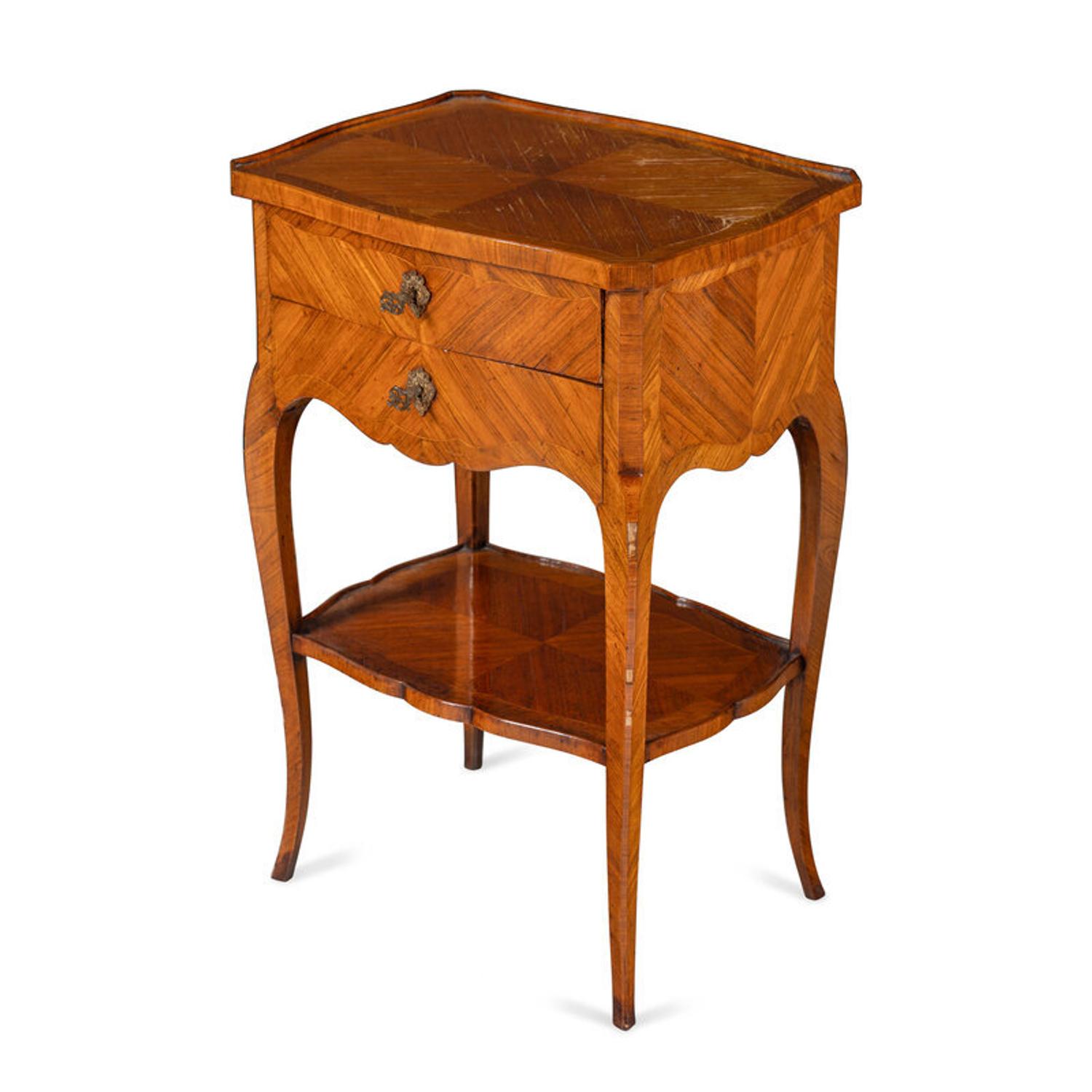 A Pair of Louis XV Style Tulipwood Side Tables
