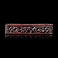 A Chinese Reticulated Hardwood Perfumier, 19th Century or Earlier 清中期 紅木鏤雕龍紋香盒