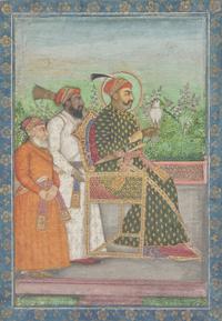 A Painting of Emperor Muhammad Shah, Indian, Mughal, 18th/19th Century 十八/十九世紀 莫臥兒細密畫穆罕默德·沙阿肖像