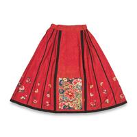 Two Chinese Silk 'Apron' Skirts and a Set of Skirt Ornament, 19th-Early 20th Century 馬面裙兩件及群飾一套