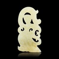 A Rare Chinese White Jade Dancing Figural Pendant, Western Han Dynasty 西漢 雙面白玉舞人珮
